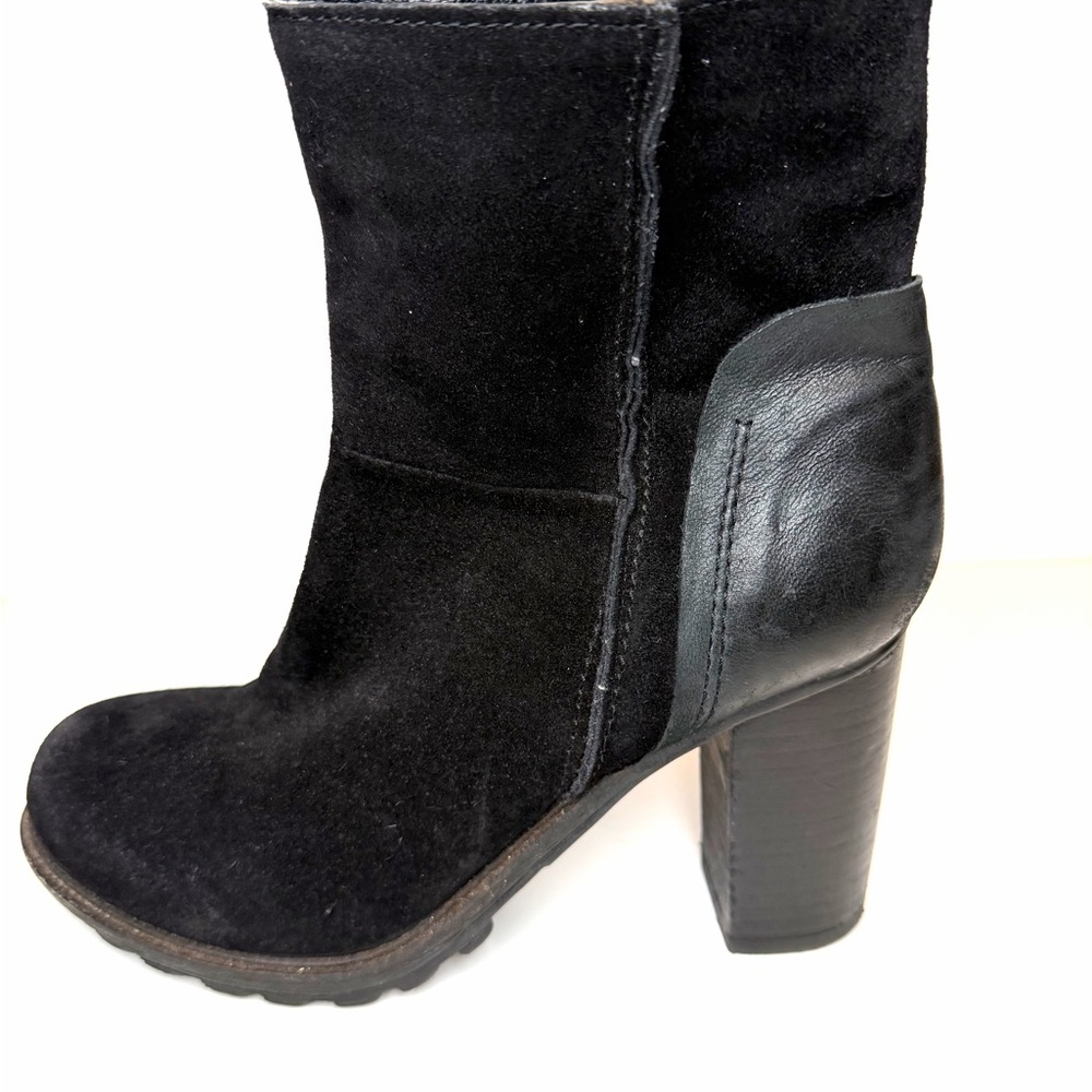 Rebels Black Real Suede and Leather Mixed Media Ankle Boots 8.5